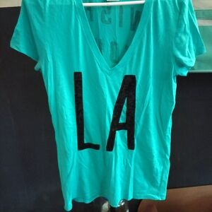 PINK Victoria's Secret Turquoise V-Neck Tee
